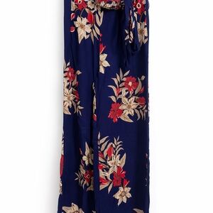 Floral matching crop top and wide leg pants set